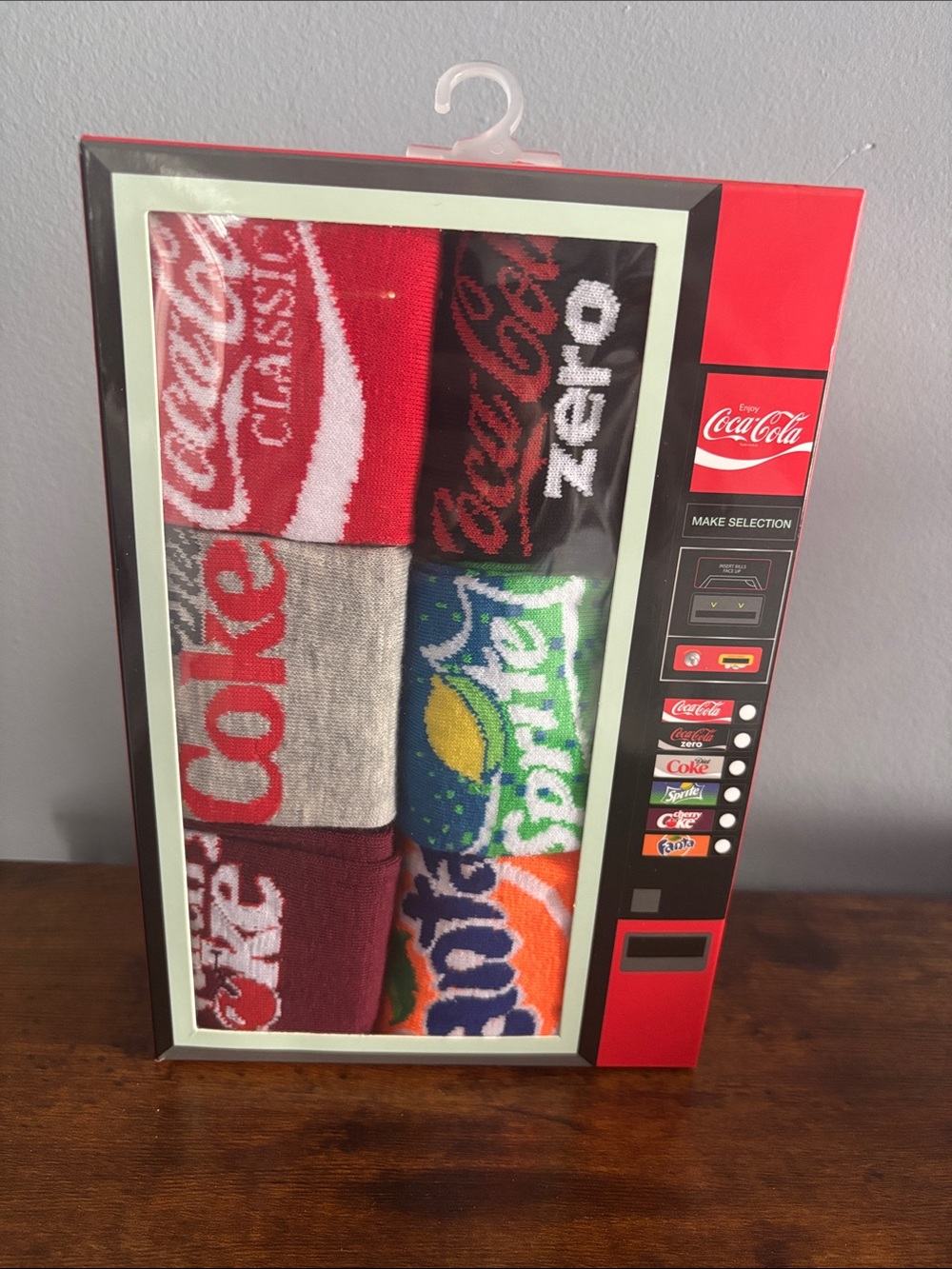 Coca Cola Men’s Logo Crew Socks Pack - Red, Black, Gray, Green, Orange, Burgundy